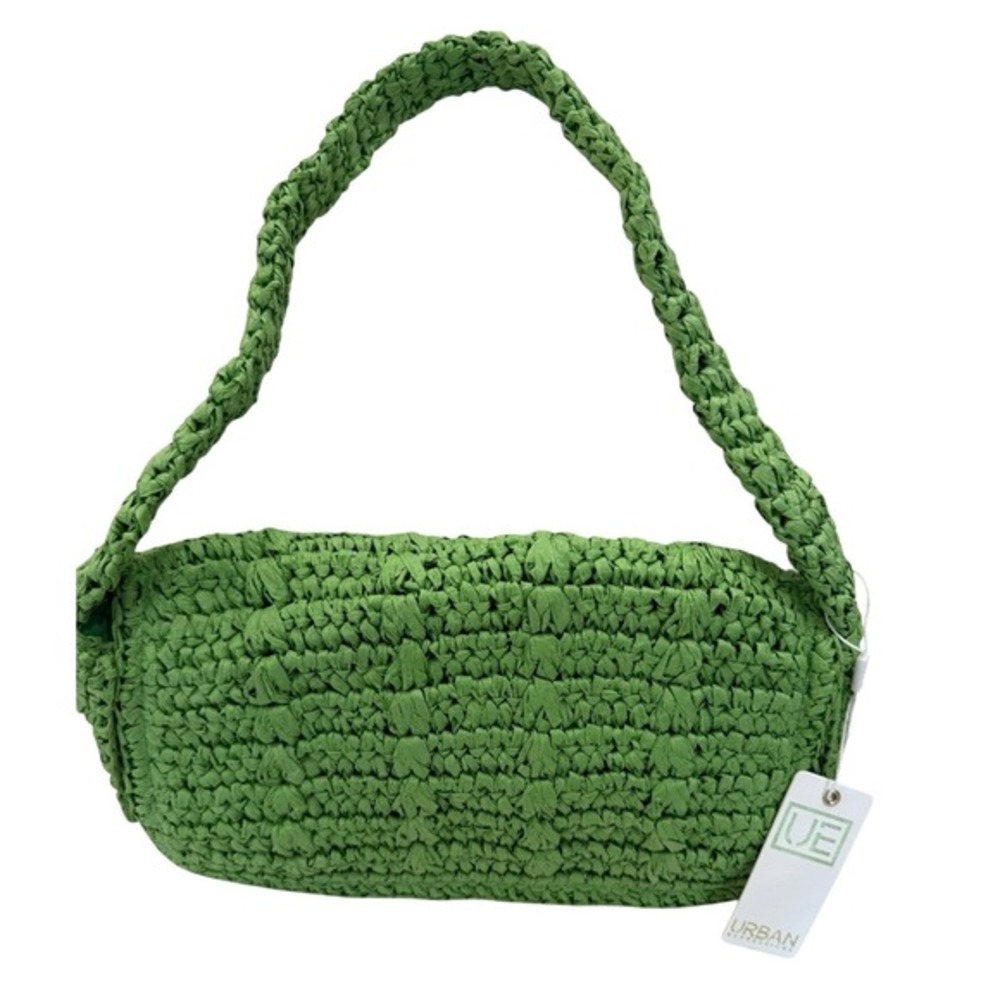 NWT‎ Urban Expressions Green Woven Straw Rectangular Shoulder Bag Purse